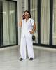 European and American fashion loose simple lapel button white shirt new women's clothing African new high-waisted trousers suit
