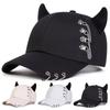 Unisex Circular Lron Ring Cow Horn Personality Baseball Caps Spring Autumn Outdoor Adjustable Casual Hats Sunscreen Hat