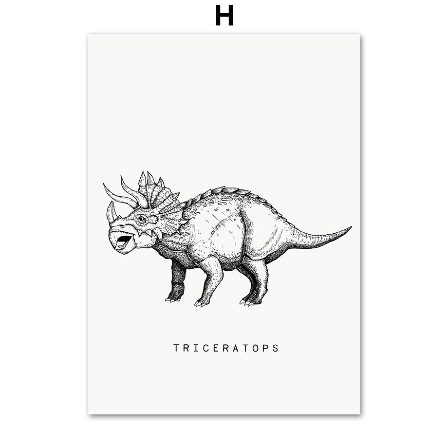 Ретро Динозавр T-Rex Птерозавр Трицератопс Настенная Живопись Холст Картина Скандинавские Плакаты И Принты Картины Детские Украшения Для Мальчиков Комнаты