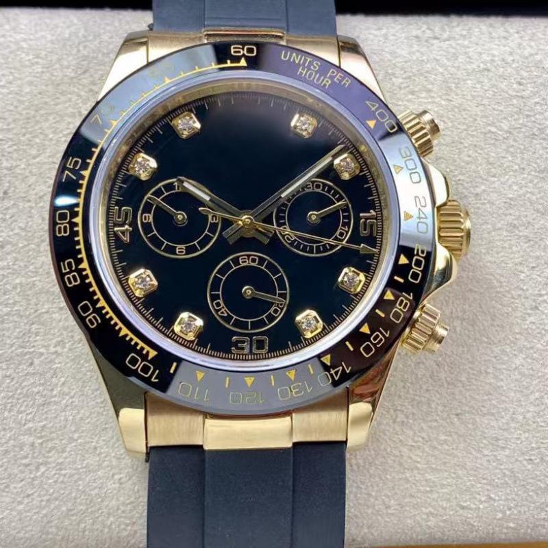 Мужские автоматические механические часы Rolex Daytona 40 мм, многофункциональные, с инкрустацией бриллиантами.