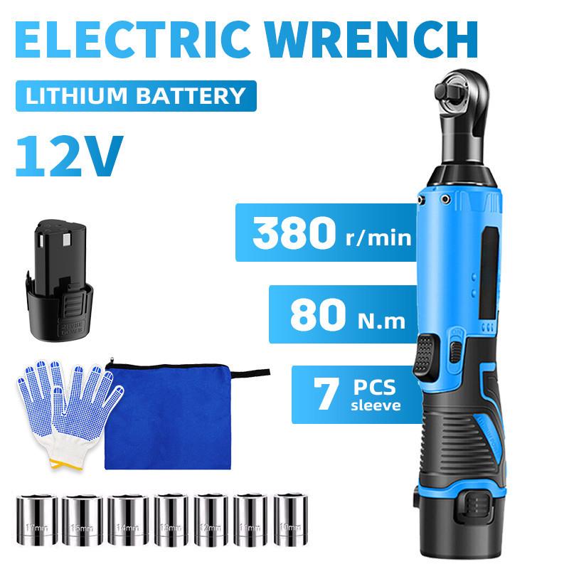 3/8 Inch Cordless Portable Electric Wrench 12V Right Angle Ratchet Wrenches Rechargeable Car Repair Tool