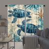 2pcs, Nautical Green Sea Turtle Curtains, Beach Theme Fabric Set with Blue Ocean Design, Ideal for Enhancing Coastal and Beach