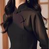 New Chinese Style National Style Black Plate Button Stand Collar Women's Spring New Tang Suit Young Top