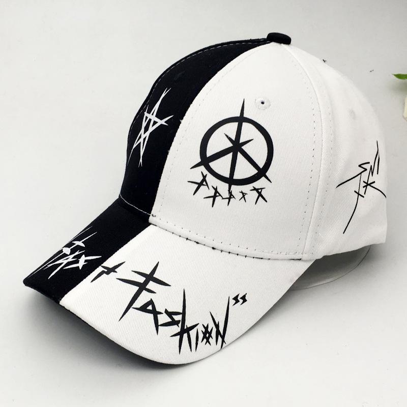 Fashion Hat Men's Korean Cap Trendy Hip Hop Hat Young Women's Versatile Sun Hat Trendy Street Black and White Baseball Cap