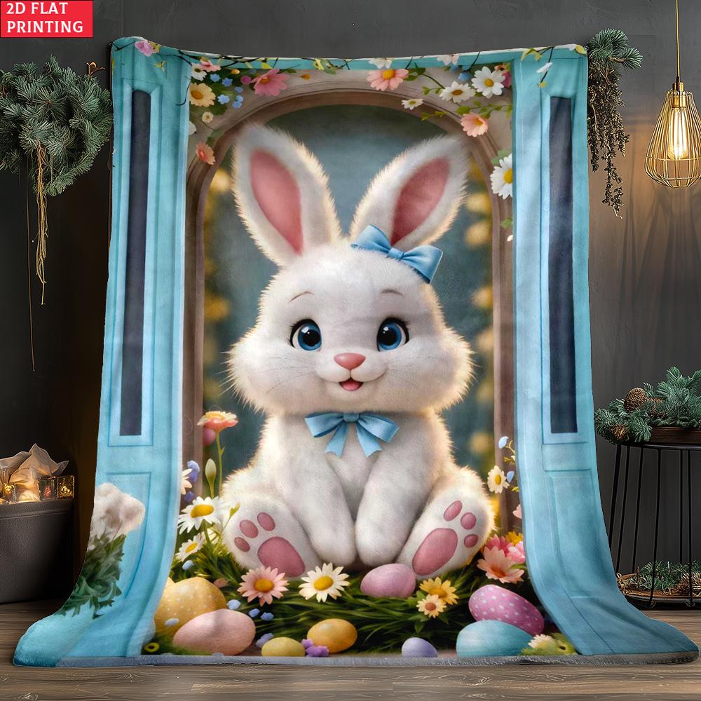 Easter Bunny thin Flannel Blanket for Bedrooms,Living Rooms,Sofas Blankets,Lunch Breaks,Picnics,blankets fluffy