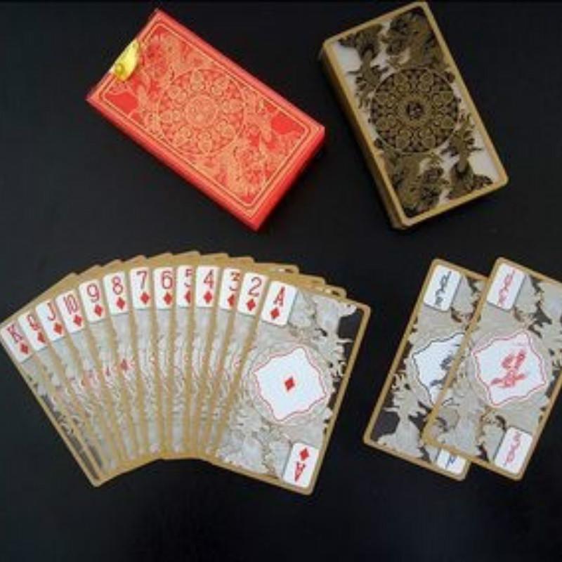 Кристаллические карты покера ПВК с покерными картами золотой границы роскошными прозрачными водоустойчивыми Вашабле