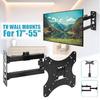 17-55 Inch Retractable 180 Degree Dual Arm Full Motion TV Wall Mount Tilt Swivels Screen Bracket Stand Plasma Holder