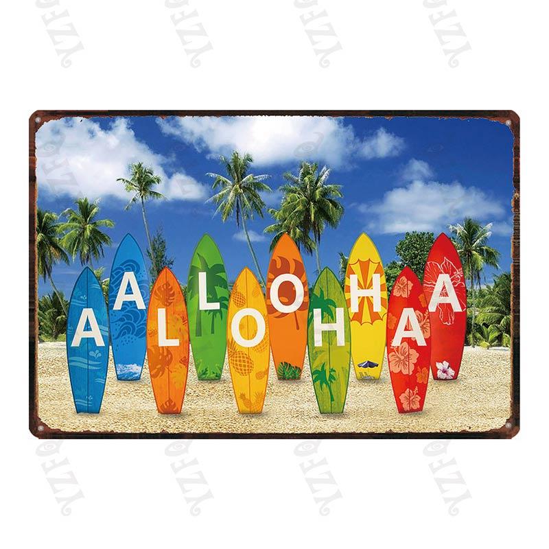 Aloha  Vintage Tin Sign Metal Plates For Wall Art Retro Home Living Room Decor Poster 30X20CM DU-4007A