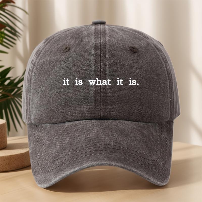 It Is What It Is Printed Baseball Cap Classic Washed Distressed Vintage Curved Brim Hat for Outdoor Casual Sports Running M