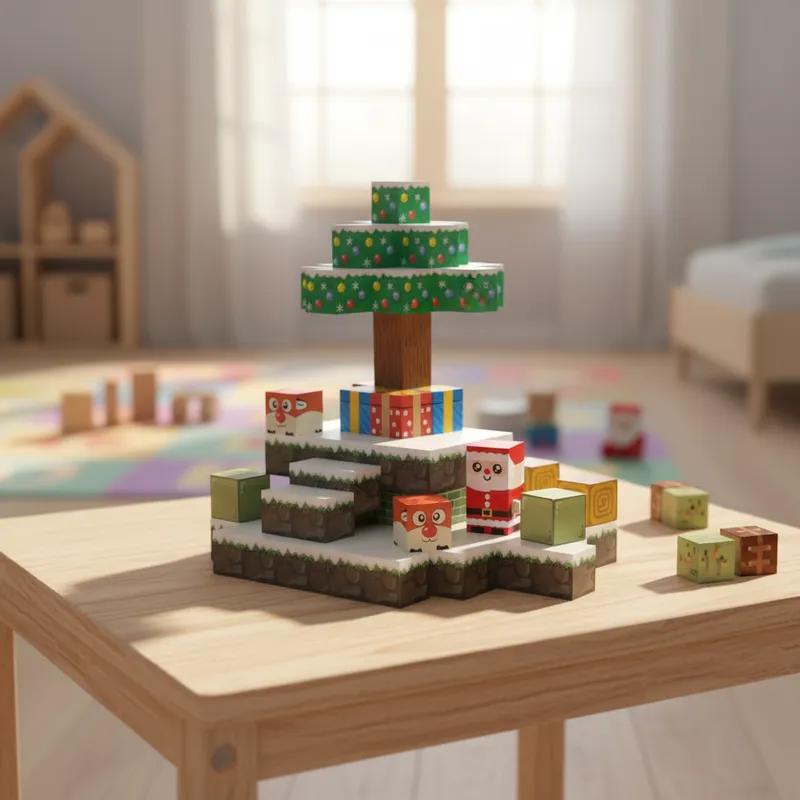 Нетоксичный рождественский подарок Магнитные блоки Набор 54 шт. 3D DIY Санта-Клаус Строительные игрушки Stem Креативный Декор Праздничный Подарок