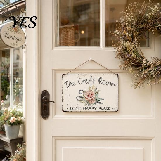 Weather-resistant Door Sign Garden with Hemp Rope, Rustic Floral Design Plaque, Natural Plaque Wood Plate Anti-Corrosion Finish for Entrance