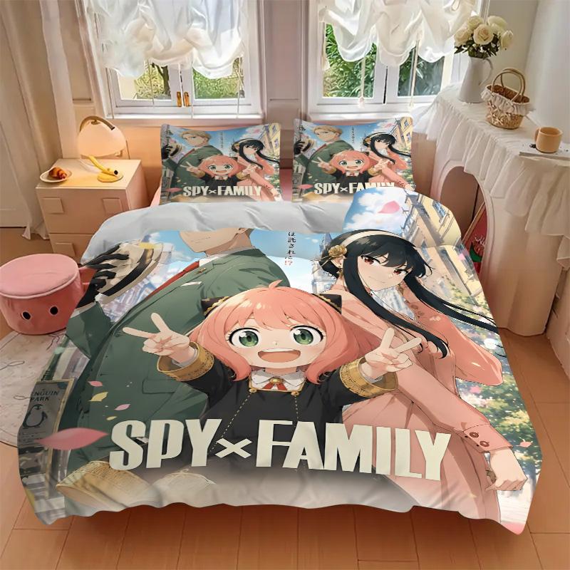 Spy Family Adventure Print 3Pcs Bedding Setduvet Cover With 2 Bedropillowcase Home Birthday Gift