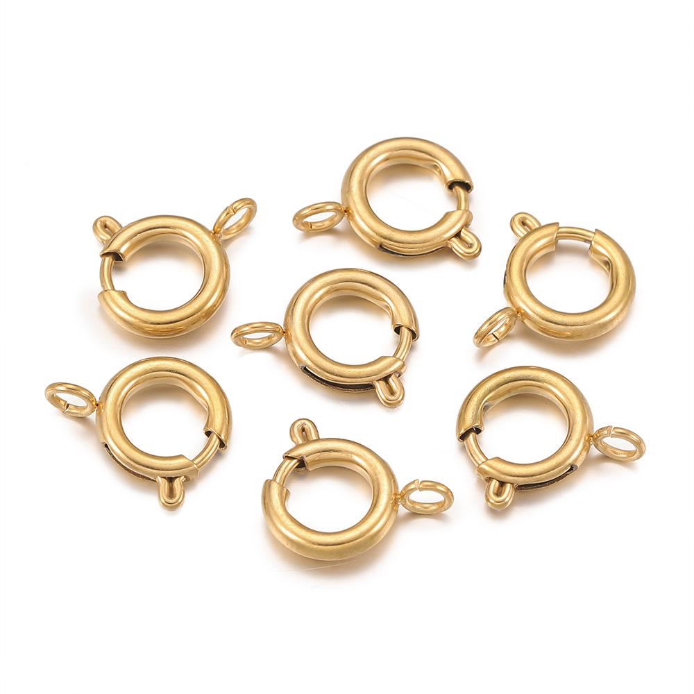 5pcs Stainless Steel Spring Clasp Round Keychain Clips Hook Buckles Connector for Bracelet Necklace DIY Jewelry Making Supplies