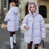Fashionable Down Cotton Mid-length Cotton Coat for Women with Hooded Skirt and Thickened Cotton Coat