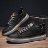 Модные новые повседневные кожаные вулканизированные туфли для мужчин, качественные кожаные кроссовки, удобные модные черные прогулочные вулканизированные кроссовки для мужчин