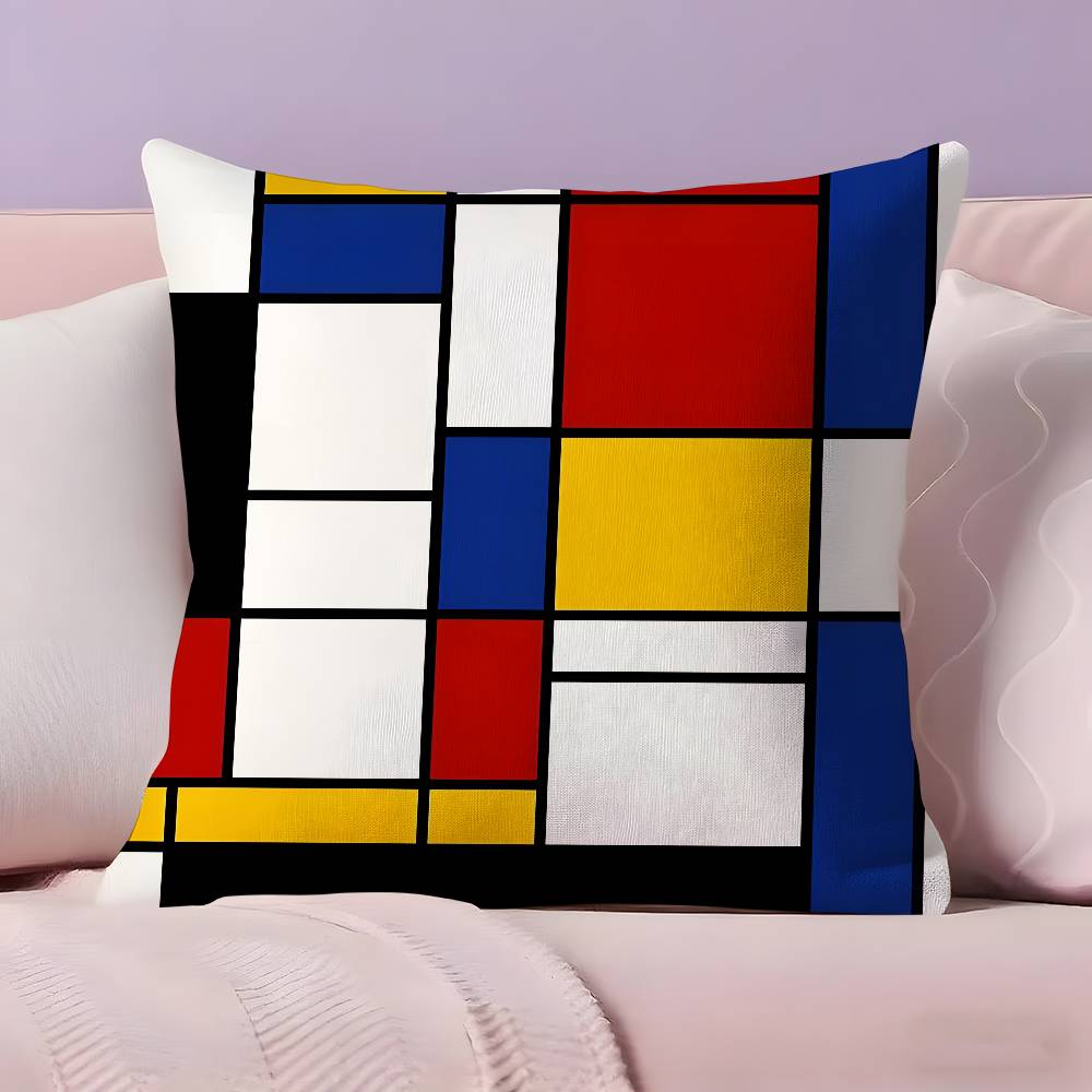 Abstract Painting PPiet Mondrian Art Pillow Case Ultra Soft Skin Friendly Fabric Cloud Like Comfort  Concealed Zipper