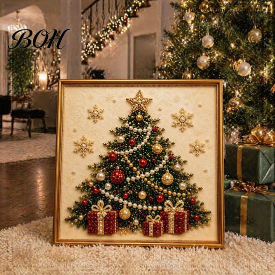 Christmas Gift for Craft Lovers Xmas Faux Pearl Painting Kit, 3D Art DIY Winter Scene Set Holiday Project Adults, Festive Home Wall Decor Projects