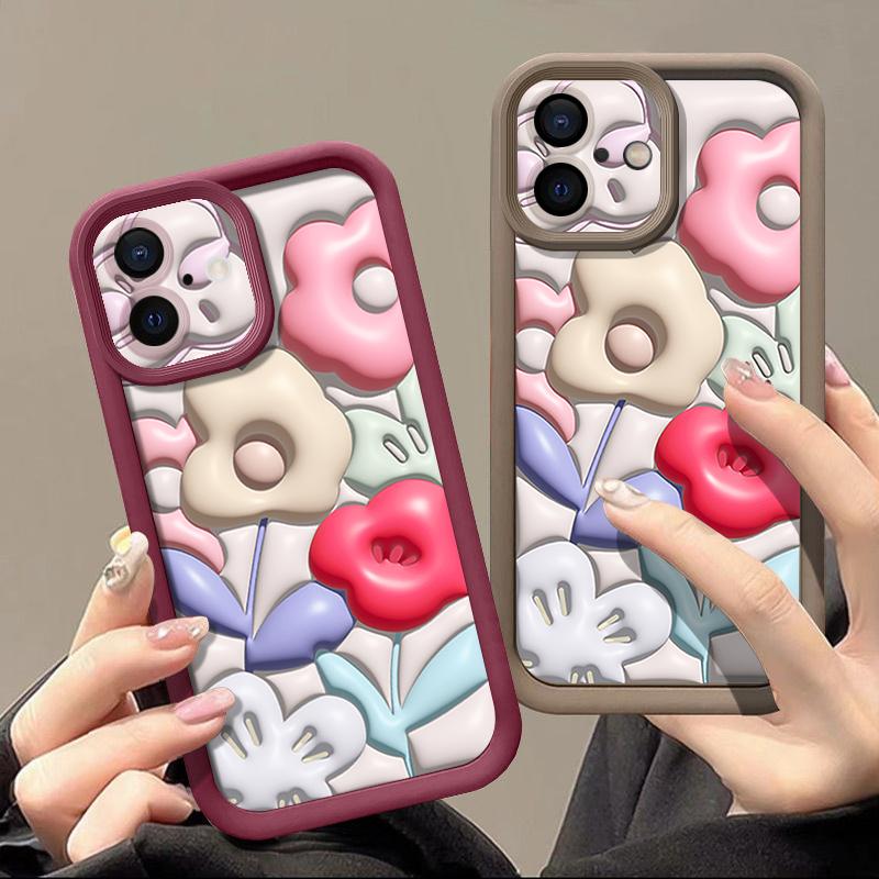 Чехол с цветами для iPhone 16 Pro Max Противоударный чехол из ТПУ Мягкий силиконовый чехол Коке для iPhone 15 Pro Max 14 13 12 11 Чехол для телефона