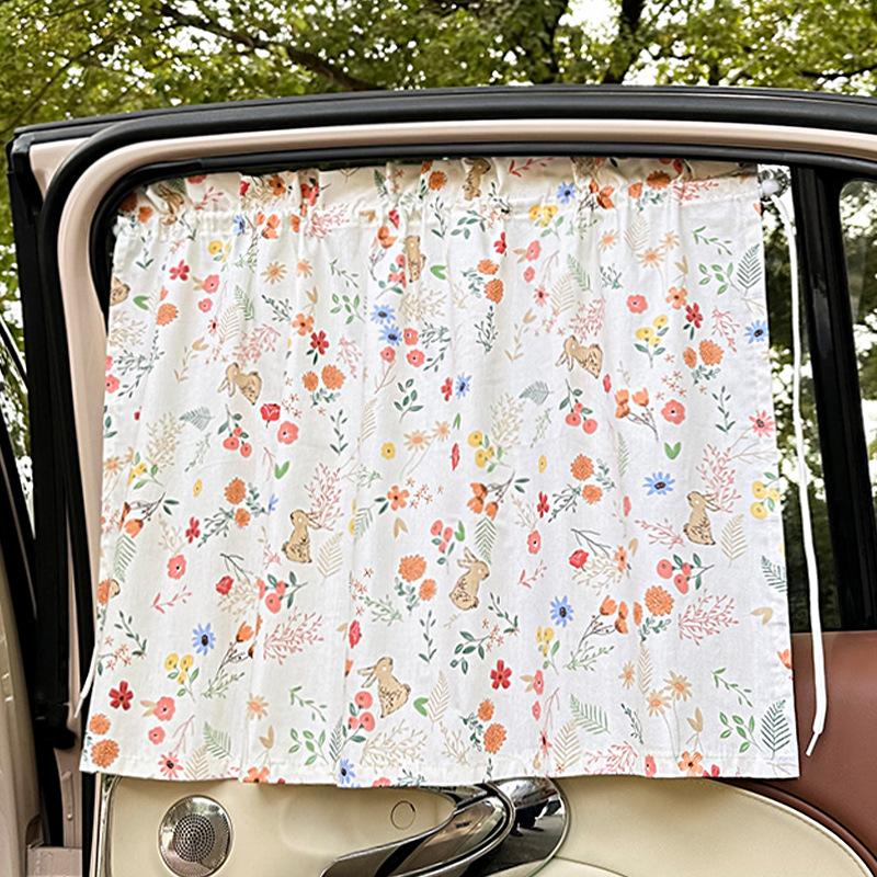 Car curtains sunshade baby small floral car sunshade sunscreen privacy curtain suction cup sunshade