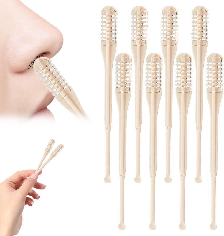 2-in-1 Nasal Hair Cutter, Portable Manual Nose Hair Trimmer, 360 ° Rotating Nose Hair Trimmer with Ear Picker for Women Men(8pcs)