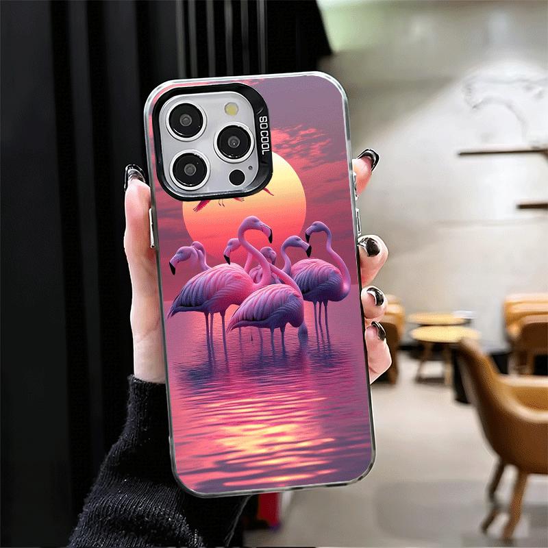 Розово-красный Мечтательный Фламинго Мягкий Чехол для Телефона для iPhone 15 16 17 Pro Max 17Air 16E 14 Plus 13 12 Mini Ударопрочная Задняя Крышка