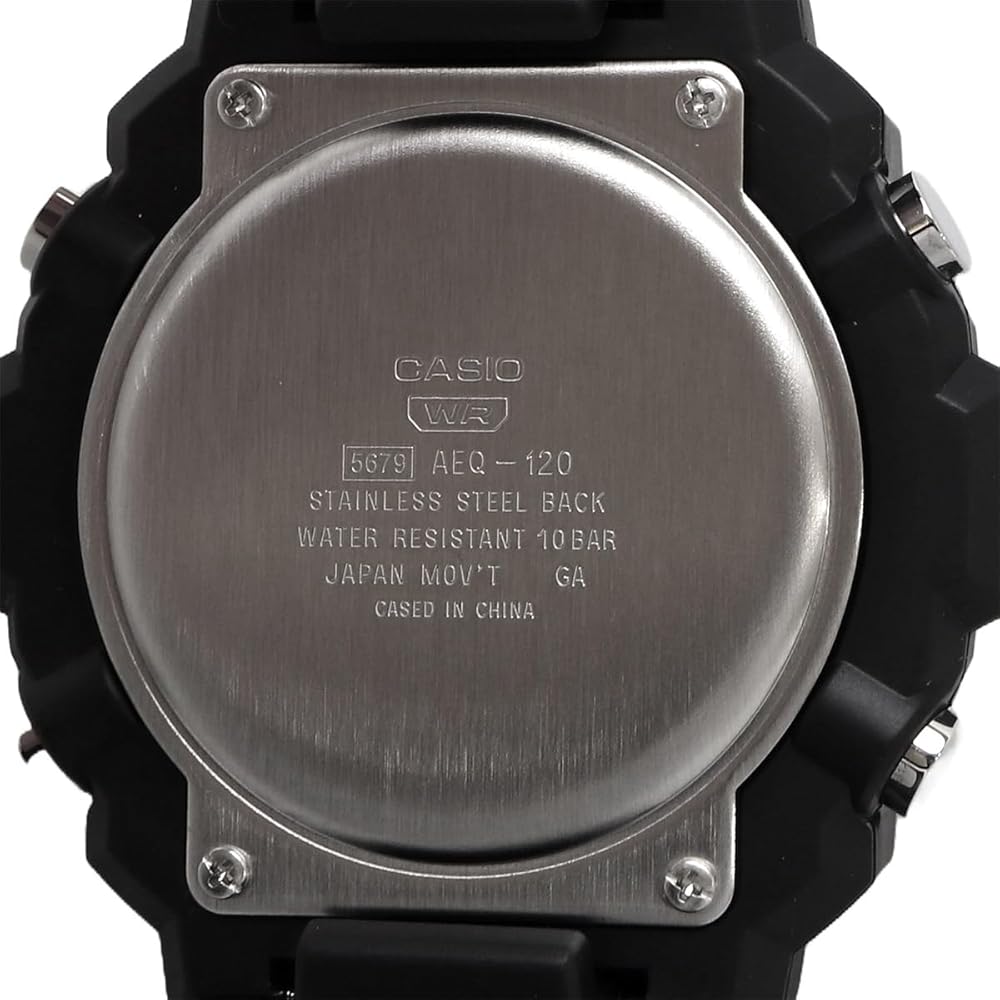 Casio World Time Telememo Analog Digital Quartz Watch AEQ-120W-1BV Men's Black Reverse LCD Overseas Model