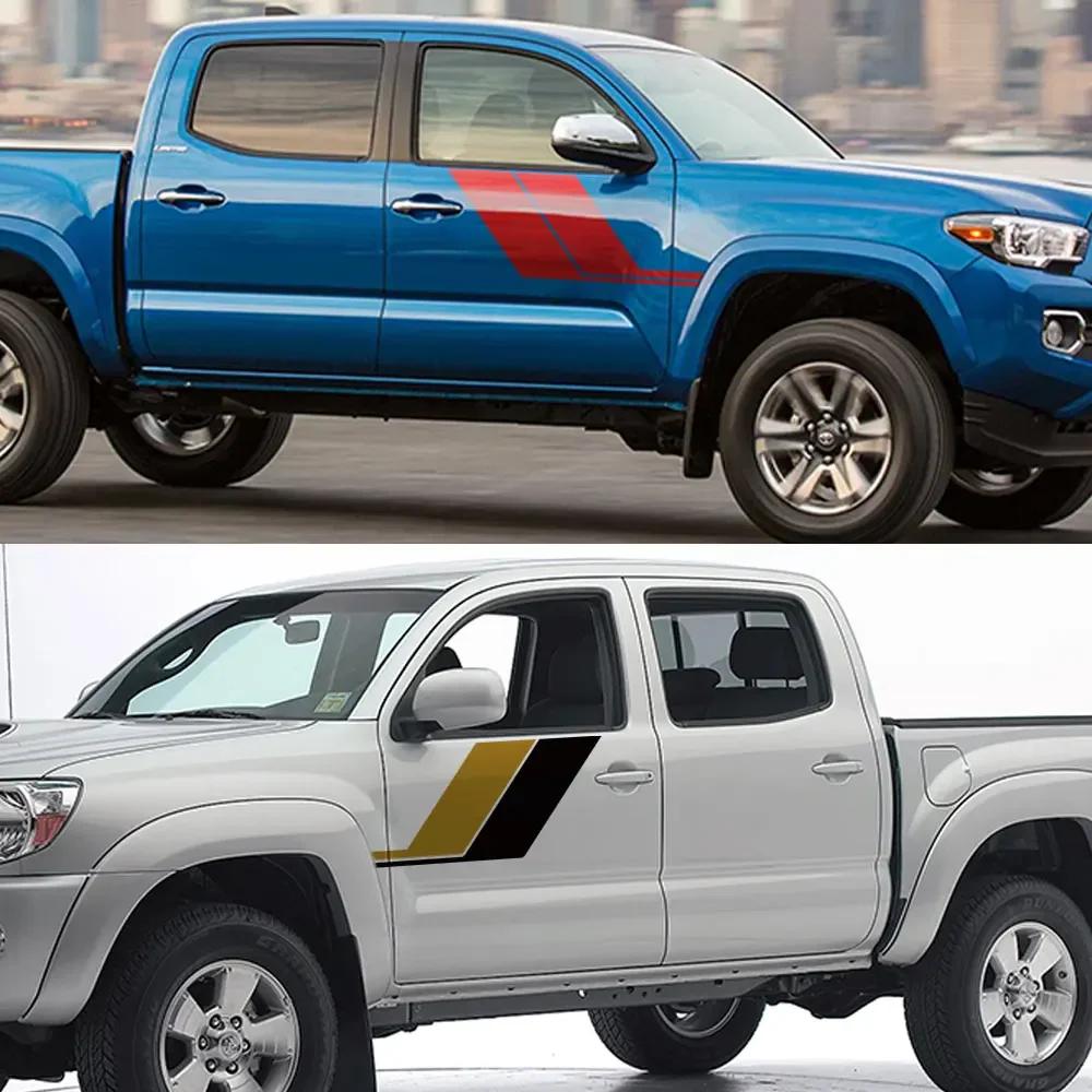 Наклейки на боковую дверь пикапа для Toyota Tacoma Графика грузовика Цветные винтажные полосы Декоративное покрытие Виниловая наклейка Автоаксессуары