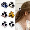 Сильный Зажим для Волос Клешня Акулы, Встроенный Высокоэластичный Пружинный Зажим, Аксессуар в Форме Клевера, Задняя Часть Головы, Портативный для Ежедневных Поездок, Прозрачный Зажим