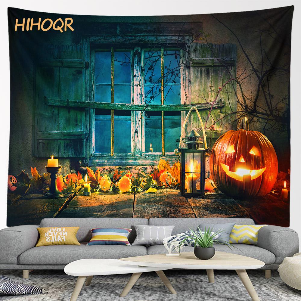 Счастливый Хэллоуин Тыквенный Гобелен Настенный Бохо Украшение Комнаты Большой Ткань Эстетический Домашний Фон Для Вечеринки