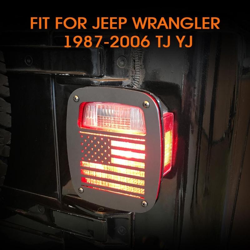 Для Jeep Wrangler TJ YJ 1987-2006 Рамка-чехол заднего фонаря Защитный кожух задней фары Алюминиевая защитная оболочка США. Вырезанная форма флага
