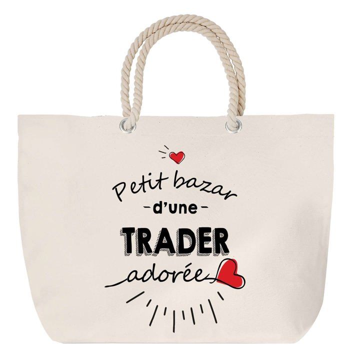 Sac de plage anse corde Bazar d'une Trader adorée Humour Cadeau Anniversaire Noël | Grand Sac de Transport & Sport