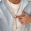 Salircon Trendy Creative Stainless Steel Y-Shaped Necklace Punk Silver Color Long Snake Chain Acrylic Pendant Necklace Jewelry