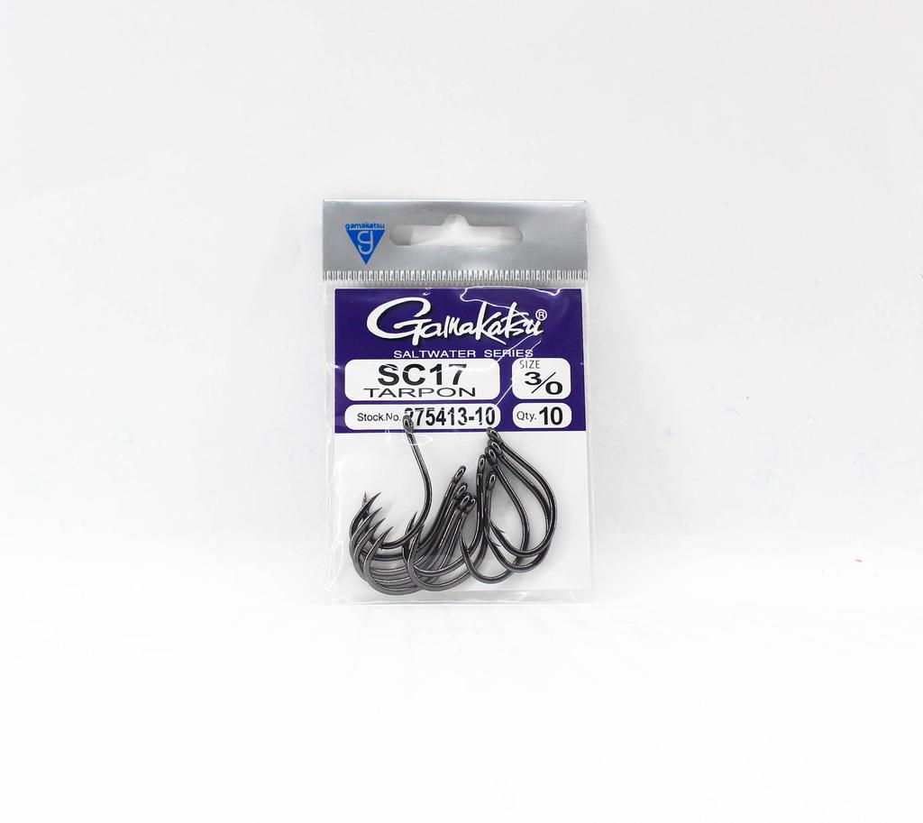 Gamakatsu 275413 SC17 Tarpon Hook Black Size 3/0 , 10 Per Pack (9317)