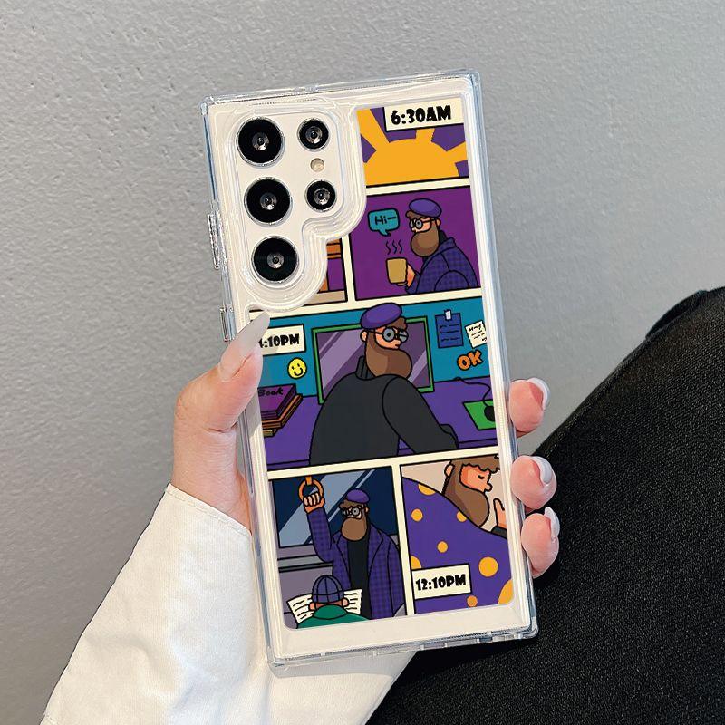 Чехол для телефона с мультяшным персонажем для Samsung S24ultra-прозрачный акриловый жесткий противоударный креативный чехол для Samsung S24/S23/S22/S21/Ultra/Plus