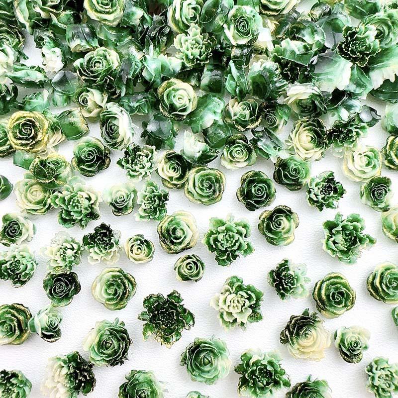 New Resin Luminous Mixed Rose Flower Nail Decorations DIY Wearable Nail Art Accessories Wholesale