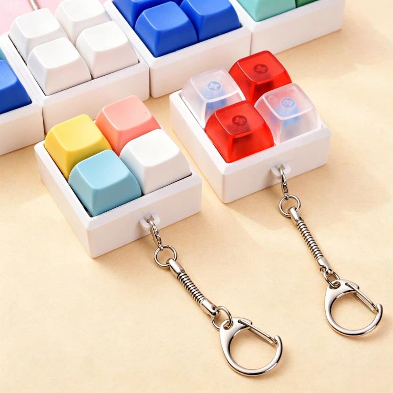 Мини-механическая клавиатура с 4 клавишами Брелок-фиджет Удовлетворяющий щелкающий звук Уникальный подарок для энтузиастов клавиатур Друзей
