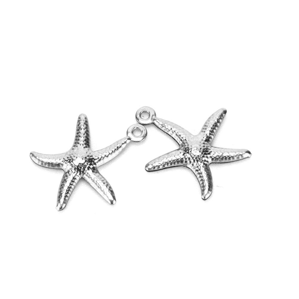 50pcs Stainless Steel Beach Jewelry Small Ocean Starfish Pendant Pendant Accessories Earring Making