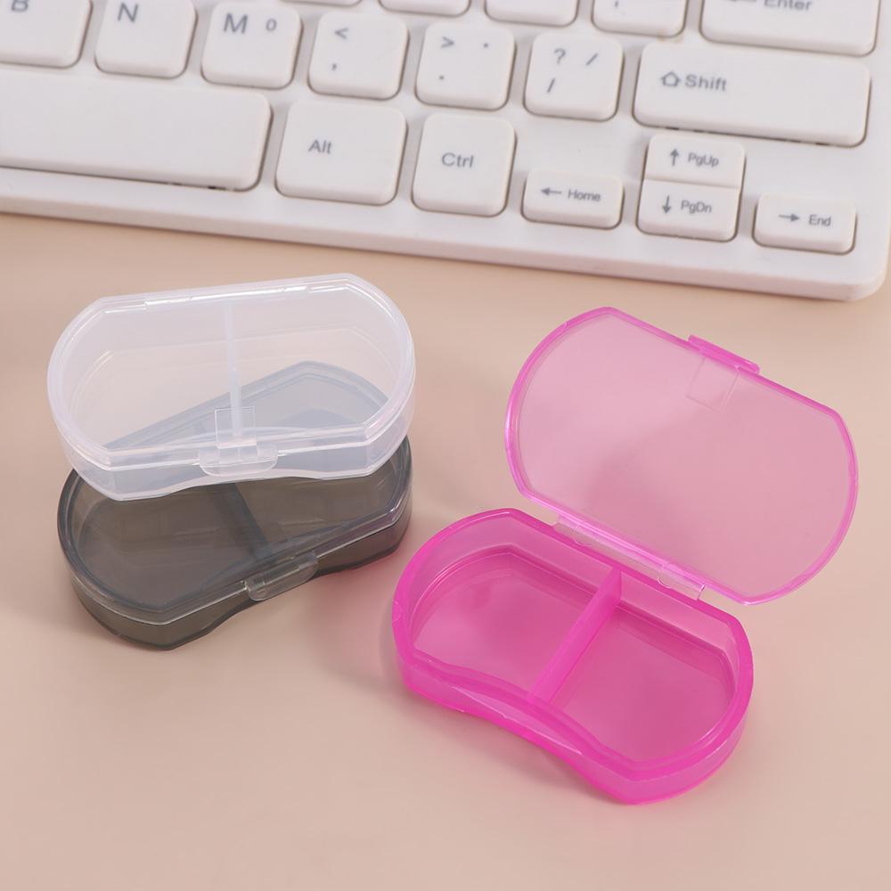 With Lid Mini Medicine Box Snap-on design Pill Packing Box Simple 2-gird Pill Box  Storage Box