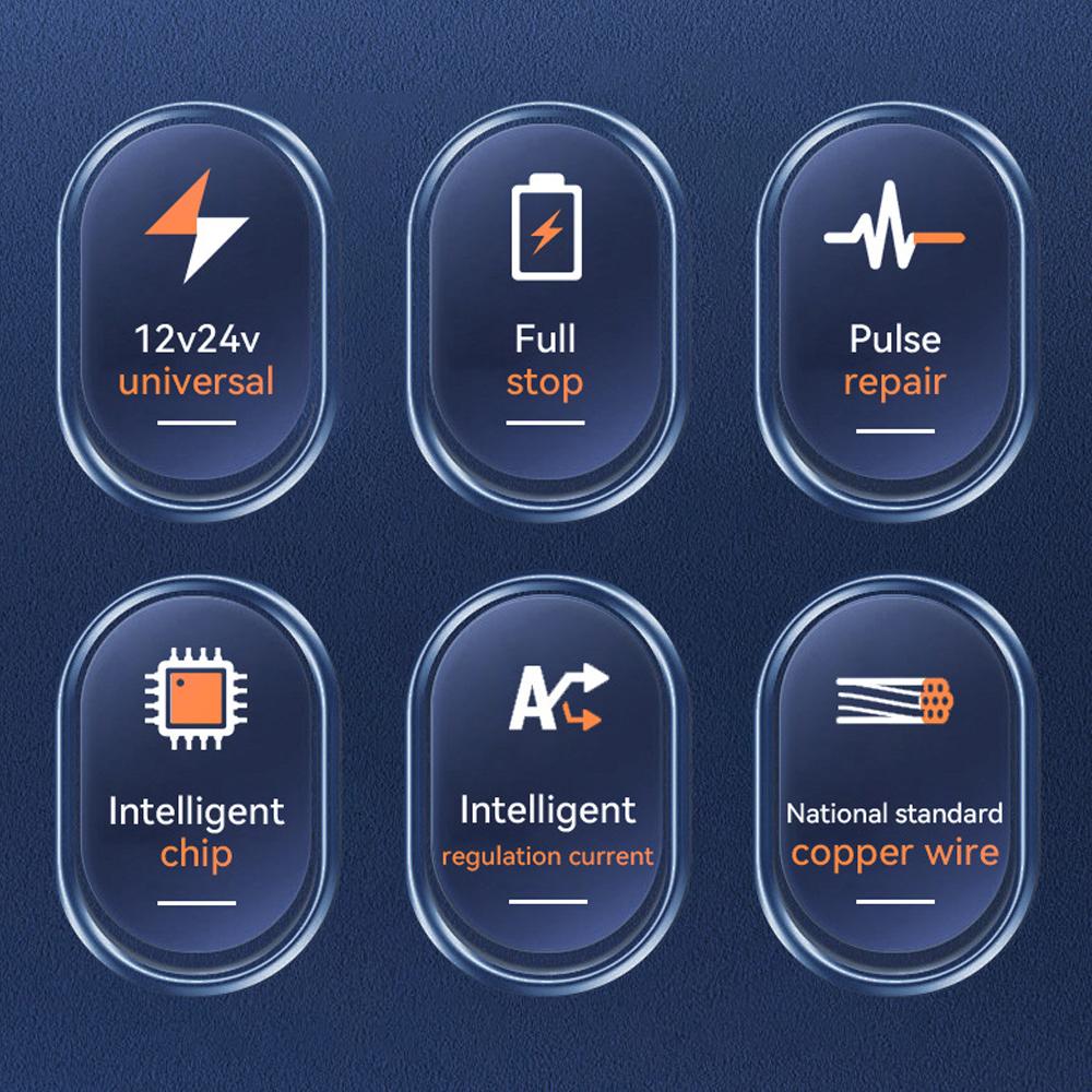 Быстрое зарядное устройство для свинцово-кислотной батареи Полностью автоматическое зарядное устройство для автомобильного аккумулятора 12 В 24 В Вилка ЕС Высокомощное зарядное устройство для ремонта аккумулятора