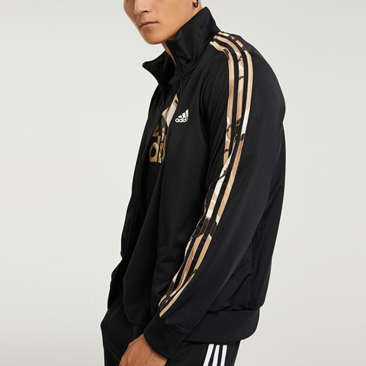 adidas Мужская трикотажная куртка с 3 полосками Черный камуфляж H48437