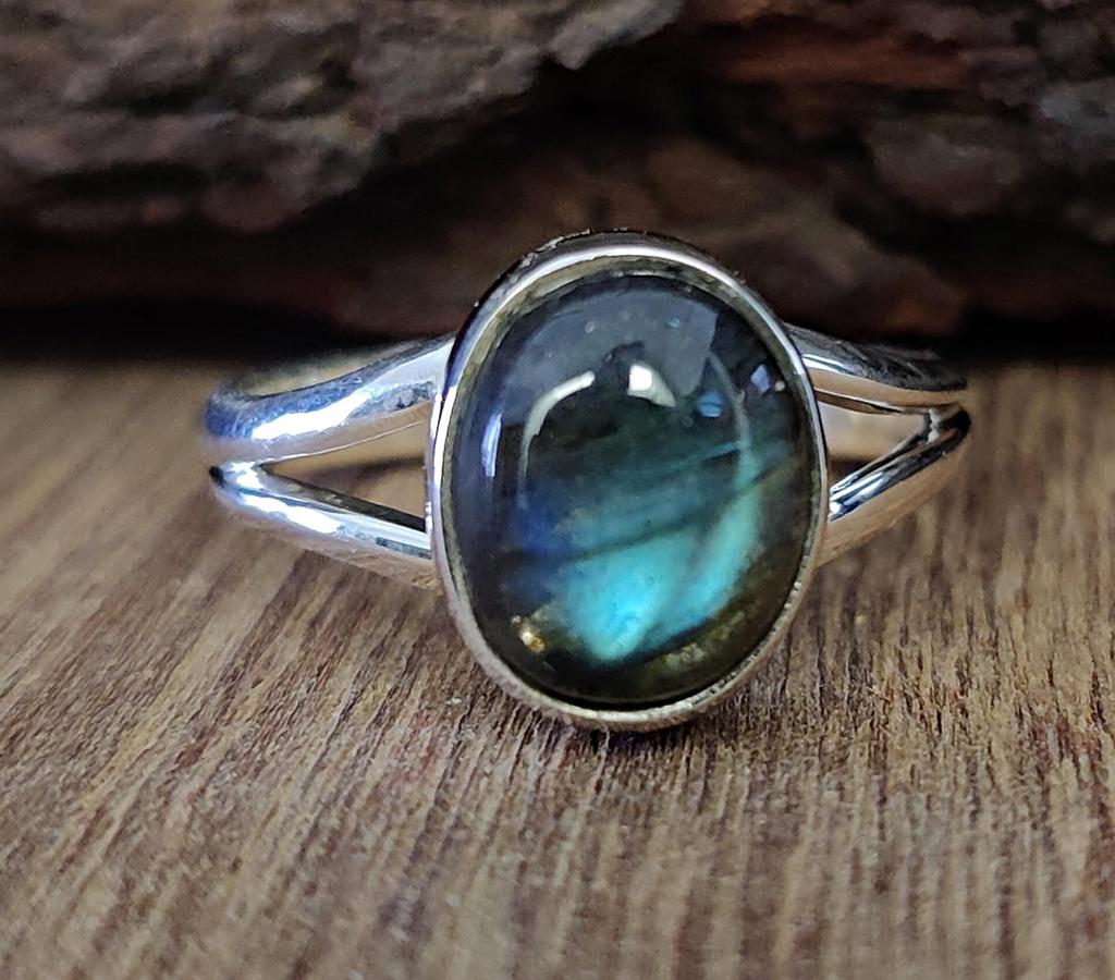 Овальное кольцо с лабрадором, минималистское кольцо, стерлинговое серебро 925 пробы, ювелирные изделия ручной работы из драгоценных камней, подарок в стиле бохо для нее, обручальное кольцо