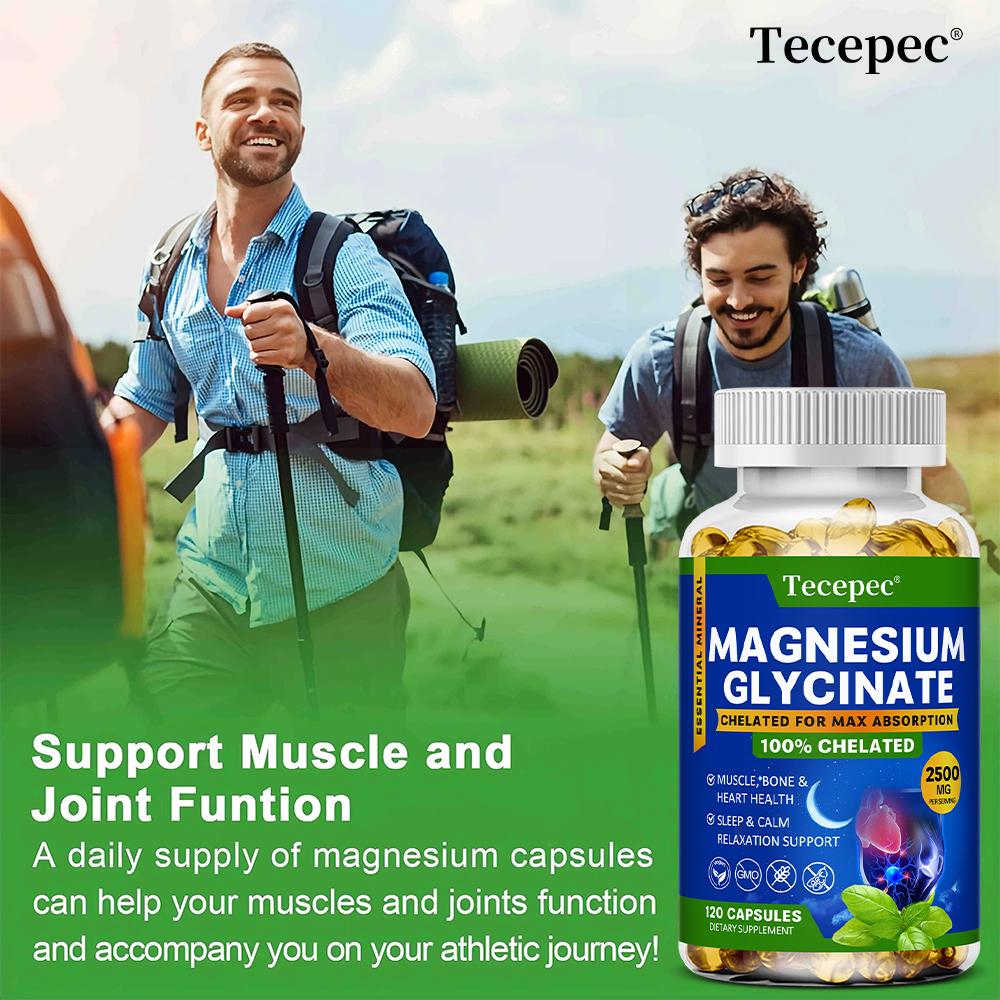 Magnesium Glycinate Chelated Capsules, 2500mg Per Serving, 120 Capsules, 60‑Day Supply, Dietary Supplement