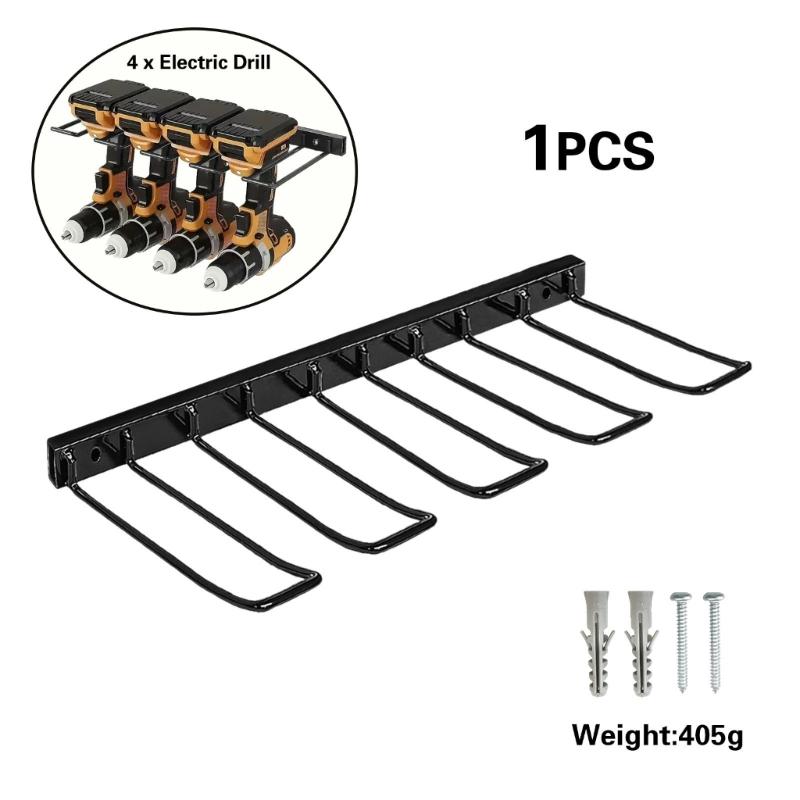 Органайзер для полок электроинструментов 4 держателя для дрели Компактная конструкция из углеродистой стали Решение для хранения для гаражей