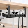 Under-Desk Cable Management Tray in Carbon Steel with Two Edge Clamps and Open Access, Extendable Power Strips Cord Holder for Stored Power