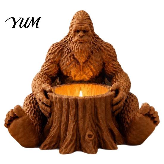 Tea Light Holder for Home Giant Forest Creature Statue Candle Holder, Sitting Tree Stump Tealight Candlestick, Indoor Display Ornament Whimsical Decor