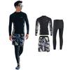 YFMAYI Men's 3-Piece Rash Guard Set, Stylish Long Sleeve, UV Protection, Amphibious
