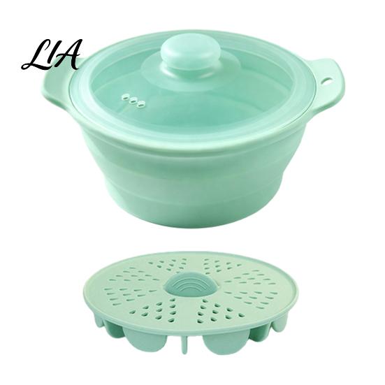 Nonstick Easy Clean Steam Insert Foldable Silicone Microwave Steamer, Collapsible Steamer Bowl, Heat Resistant Vegetable Heat-Resistant Food-Grade