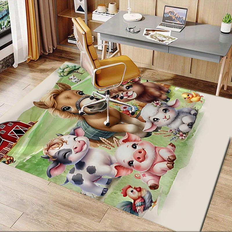 Chair Mat Office Carpet: Large Size, Cute Farm Animal Print, Home Decor for Sofa, Office Use, Gift Idea for Bedroom, Living Room & Various Rooms