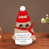 Christmas Crochet Positive Glasses Potato with Encouraging Card Emotional Support Handmade Knitting Xmas Hat Potato Doll Decoration Ornament