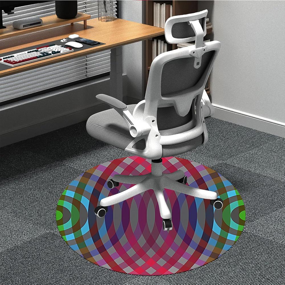 1pc Optical Illusion Chair Carpet for Office, Indoor Non Slip Washable Polyester Fiber Carpet,